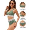 imageBlooming Jelly Women High Waisted Bikini Sets V Neck Tummy Control Swimsuits Color Block Two Piece Bathing SuitArmy Green