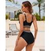imageBlooming Jelly Women High Waisted Bikini Sets V Neck Tummy Control Swimsuits Color Block Two Piece Bathing SuitBlack