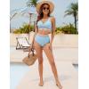 imageBlooming Jelly Women High Waisted Bikini Sets V Neck Tummy Control Swimsuits Color Block Two Piece Bathing SuitBlue
