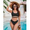 imageBlooming Jelly Womens Cheeky High Cut Bikini Set Cutout High Waisted Swimsuits Backless 2 Piece Bathing SuitsBlack