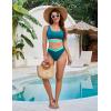 imageBlooming Jelly Womens Cheeky High Cut Bikini Set Cutout High Waisted Swimsuits Backless 2 Piece Bathing SuitsBlue Green