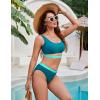imageBlooming Jelly Womens Cheeky High Cut Bikini Set Cutout High Waisted Swimsuits Backless 2 Piece Bathing SuitsBlue Green