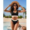 imageBlooming Jelly Womens Cheeky High Cut Bikini Set Cutout High Waisted Swimsuits Backless 2 Piece Bathing SuitsColorblock Black