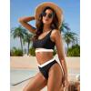 imageBlooming Jelly Womens Cheeky High Cut Bikini Set Cutout High Waisted Swimsuits Backless 2 Piece Bathing SuitsColorblock Black
