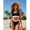 imageBlooming Jelly Womens Cheeky High Cut Bikini Set Cutout High Waisted Swimsuits Backless 2 Piece Bathing SuitsColorblock Black