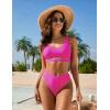 imageBlooming Jelly Womens Cheeky High Cut Bikini Set Cutout High Waisted Swimsuits Backless 2 Piece Bathing SuitsHot Pink