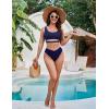 imageBlooming Jelly Womens Cheeky High Cut Bikini Set Cutout High Waisted Swimsuits Backless 2 Piece Bathing SuitsNavy Blue