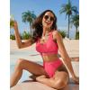 imageBlooming Jelly Womens Cheeky High Cut Bikini Set Cutout High Waisted Swimsuits Backless 2 Piece Bathing SuitsNew Pink 03