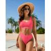 imageBlooming Jelly Womens Cheeky High Cut Bikini Set Cutout High Waisted Swimsuits Backless 2 Piece Bathing SuitsNew Pink 03