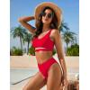 imageBlooming Jelly Womens Cheeky High Cut Bikini Set Cutout High Waisted Swimsuits Backless 2 Piece Bathing SuitsRed