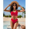 imageBlooming Jelly Womens Cheeky High Cut Bikini Set Cutout High Waisted Swimsuits Backless 2 Piece Bathing SuitsRed