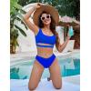 imageBlooming Jelly Womens Cheeky High Cut Bikini Set Cutout High Waisted Swimsuits Backless 2 Piece Bathing SuitsRoyal Blue