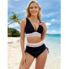 imageBlooming Jelly Womens High Waisted Bikini Sets Color Block Tummy Control Swimsuits Drawstring Two Piece Bathing SuitBlack 032