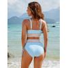 imageBlooming Jelly Womens High Waisted Bikini Sets Color Block Tummy Control Swimsuits Drawstring Two Piece Bathing SuitBlue