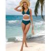 imageBlooming Jelly Womens High Waisted Bikini Sets Color Block Tummy Control Swimsuits Drawstring Two Piece Bathing SuitBlue Green 032