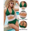 imageBlooming Jelly Womens High Waisted Bikini Sets Color Block Tummy Control Swimsuits Drawstring Two Piece Bathing SuitDark Green