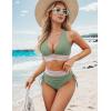 imageBlooming Jelly Womens High Waisted Bikini Sets Color Block Tummy Control Swimsuits Drawstring Two Piece Bathing SuitGreen