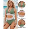 imageBlooming Jelly Womens High Waisted Bikini Sets Color Block Tummy Control Swimsuits Drawstring Two Piece Bathing SuitGreen