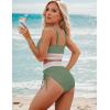 imageBlooming Jelly Womens High Waisted Bikini Sets Color Block Tummy Control Swimsuits Drawstring Two Piece Bathing SuitGreen