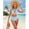 imageBlooming Jelly Womens High Waisted Bikini Sets Color Block Tummy Control Swimsuits Drawstring Two Piece Bathing SuitLight Blue 032