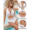 imageBlooming Jelly Womens High Waisted Bikini Sets Color Block Tummy Control Swimsuits Drawstring Two Piece Bathing SuitWhite