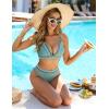 imageBlooming Jelly Womens High Waisted Bikini Sets Color Block Two Piece Swimsuit V Neck Crisscross Back Bathing SuitGreen