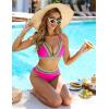 imageBlooming Jelly Womens High Waisted Bikini Sets Color Block Two Piece Swimsuit V Neck Crisscross Back Bathing SuitHot Pink