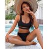 imageBlooming Jelly Womens High Waisted Bikini Sets High Cut Bathing Suits Two Piece Sporty Cut Out SwimsuitsBlack