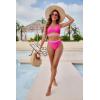 imageBlooming Jelly Womens High Waisted Bikini Sets High Cut Bathing Suits Two Piece Sporty Cut Out SwimsuitsColor Block Hot Pink