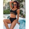imageBlooming Jelly Womens High Waisted Bikini Sets High Cut Bathing Suits Two Piece Sporty Cut Out SwimsuitsDark Black