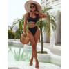 imageBlooming Jelly Womens High Waisted Bikini Sets High Cut Bathing Suits Two Piece Sporty Cut Out SwimsuitsDark Black