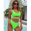imageBlooming Jelly Womens High Waisted Bikini Sets High Cut Bathing Suits Two Piece Sporty Cut Out SwimsuitsFluorescent Green