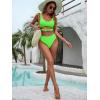 imageBlooming Jelly Womens High Waisted Bikini Sets High Cut Bathing Suits Two Piece Sporty Cut Out SwimsuitsFluorescent Green