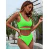 imageBlooming Jelly Womens High Waisted Bikini Sets High Cut Bathing Suits Two Piece Sporty Cut Out SwimsuitsFluorescent Green