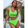 imageBlooming Jelly Womens High Waisted Bikini Sets High Cut Bathing Suits Two Piece Sporty Cut Out SwimsuitsFluorescent Green