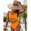imageBlooming Jelly Womens High Waisted Bikini Sets High Cut Bathing Suits Two Piece Sporty Cut Out SwimsuitsOrange