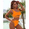 imageBlooming Jelly Womens High Waisted Bikini Sets High Cut Bathing Suits Two Piece Sporty Cut Out SwimsuitsOrange