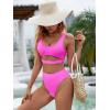 imageBlooming Jelly Womens High Waisted Bikini Sets High Cut Bathing Suits Two Piece Sporty Cut Out SwimsuitsRose Red