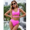 imageBlooming Jelly Womens High Waisted Bikini Sets High Cut Bathing Suits Two Piece Sporty Cut Out SwimsuitsRose Red