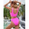imageBlooming Jelly Womens High Waisted Bikini Sets High Cut Bathing Suits Two Piece Sporty Cut Out SwimsuitsRose Red