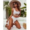 imageBlooming Jelly Womens High Waisted Bikini Sets High Cut Bathing Suits Two Piece Sporty Cut Out SwimsuitsWhite