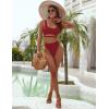 imageBlooming Jelly Womens High Waisted Bikini Sets High Cut Bathing Suits Two Piece Sporty Cut Out SwimsuitsWine Red