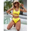 imageBlooming Jelly Womens High Waisted Bikini Sets High Cut Bathing Suits Two Piece Sporty Cut Out SwimsuitsYellow