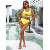imageBlooming Jelly Womens High Waisted Bikini Sets High Cut Bathing Suits Two Piece Sporty Cut Out SwimsuitsYellow