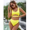 imageBlooming Jelly Womens High Waisted Bikini Sets High Cut Bathing Suits Two Piece Sporty Cut Out SwimsuitsYellow