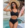 imageBlooming Jelly Womens High Waisted Bikini Sets Push Up Swimsuits Chest Drawstring Two Piece Bathing SuitsBlack
