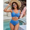 imageBlooming Jelly Womens High Waisted Bikini Sets Push Up Swimsuits Chest Drawstring Two Piece Bathing SuitsBlue