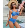 imageBlooming Jelly Womens High Waisted Bikini Sets Push Up Swimsuits Chest Drawstring Two Piece Bathing SuitsBlue
