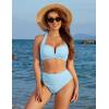 imageBlooming Jelly Womens High Waisted Bikini Sets Tummy Control Bathing Suit Two Piece Retro Halter Swim Suits 2025Blue