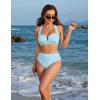 imageBlooming Jelly Womens High Waisted Bikini Sets Tummy Control Bathing Suit Two Piece Retro Halter Swim Suits 2025Blue